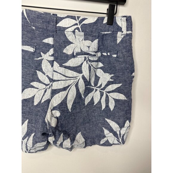 Old Navy Shorts Womens Everyday Short Linen Blend Floral Preppy Blue Size 10 M - Picture 6 of 13